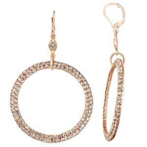 VERA WANG Glamorous Rose Gold/Clear Crystal Open Circle Dangle Earrings**NEW!